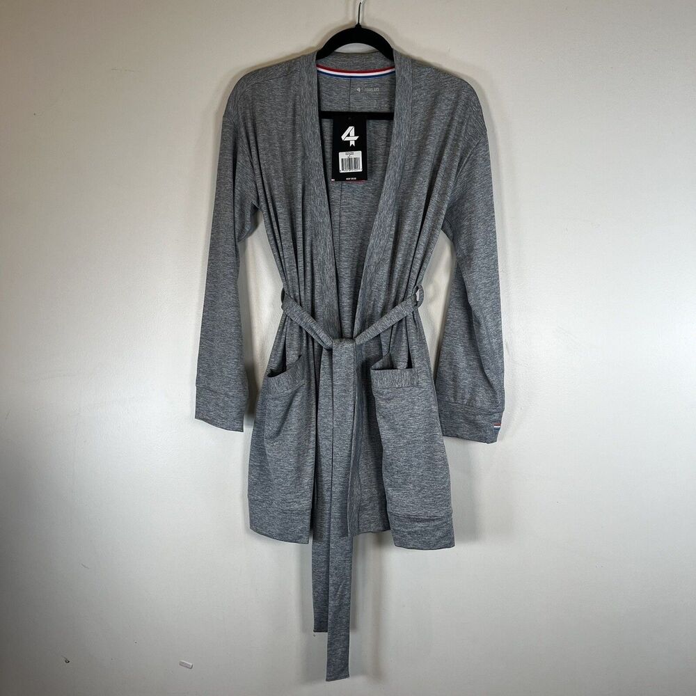 Four Laps Stratus Wrap Gray Heather Size Small Short Robe with Tie  NWT